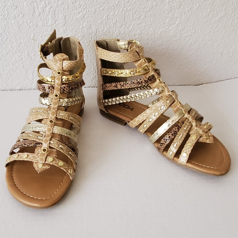 SODA Gold Silver mix style Gladiator Strap shoes Casual Summer Flats Sandals